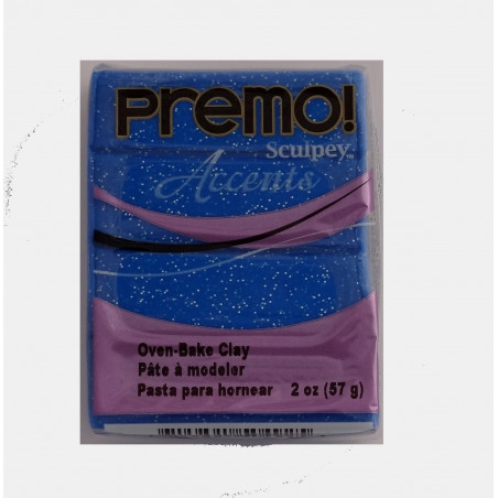 Pâte polymère Premo : bleu glitter