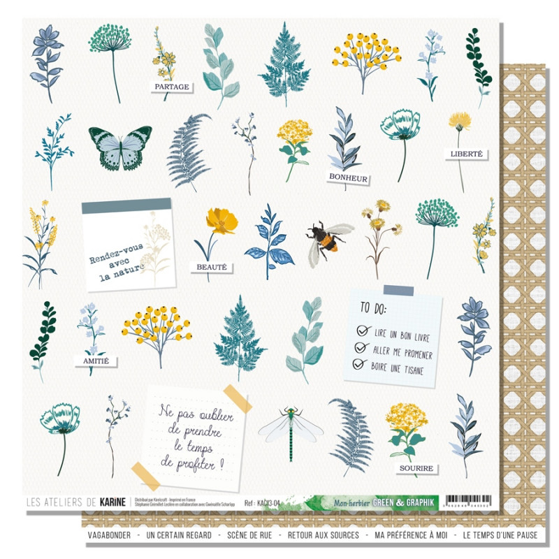 Papier : Mon herbier Les ateliers de Karine Green and Graphik