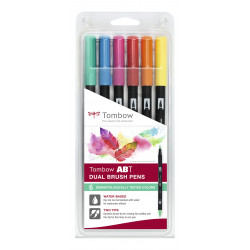 Tombow ABT Dual Brush Pen Set de 6 couleurs testées dermatologiquement 