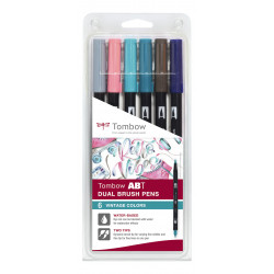 Tombow ABT Dual Brush Pen Set de 6 couleurs vintage 
