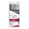 Tombow ABT Dual Brush Pen Set de 6 Couleurs Grises 