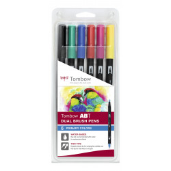 Tombow ABT Dual Brush Pen Set de 6 couleurs primaires 