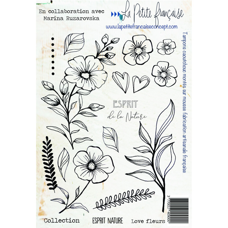 Tampon cling : Collection Esprit Nature- love fleurs - La Petite Francaise 