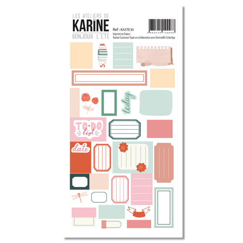 Bonjour l'été - stickers étiquettes - Les Ateliers de Karine 