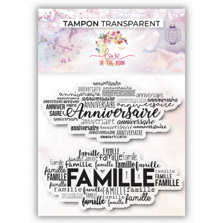 Set de 2 tampons clear de fond Anniversaire et famille - Love in the moon 