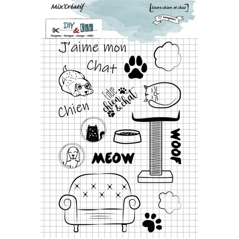 Tampon clear : Entre chiens et chats - DIY and Cie 