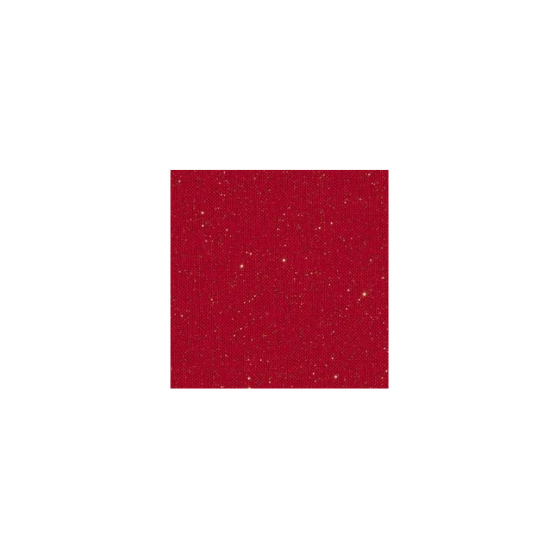 Feuille véritable toile tissé 30x30cm rouge avec paillettes 