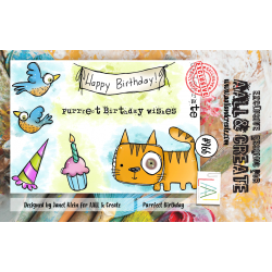 AALL and Create : 966 - A7 Stamp Set - Purrfect Birthday 