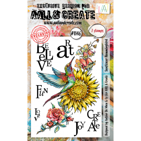 AALL and Create : 1146 - A6 Stamp Set - Sunflower Hummingbird 