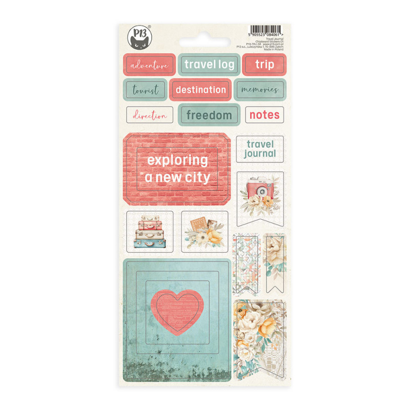 Chipboard sticker sheet Travel Journal 01, 10,5 x 22cm - P13 