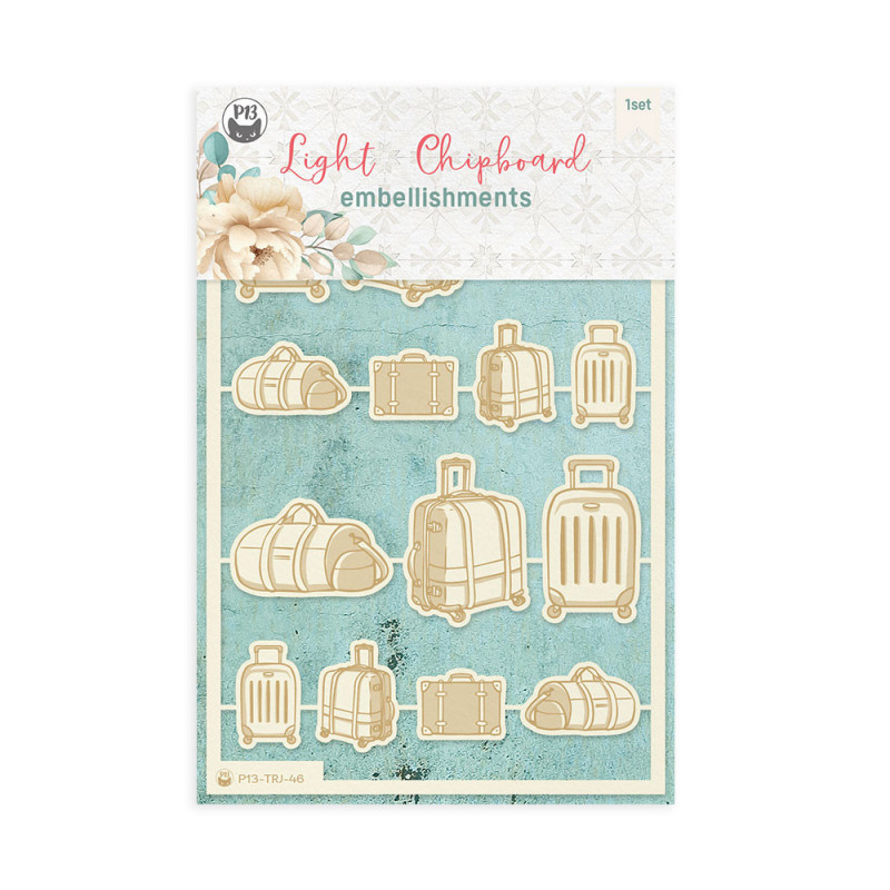 Light chipboard embellishments Travel Journal 03, 4x6, 14pcs - P13 