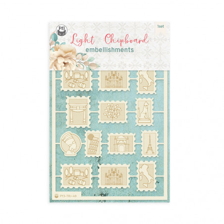 Light chipboard embellishments Travel Journal 06, 4x6, 17pcs - P13 