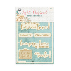 Light chipboard embellishments Travel Journal in FRENCH, 4x6, pcs - P13 