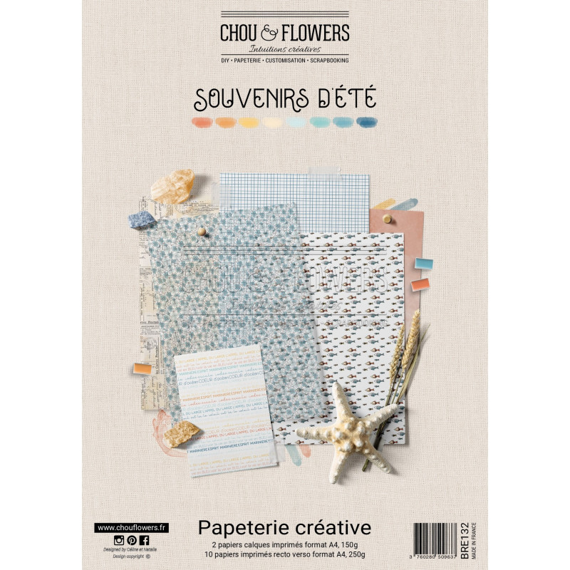 PAPETERIE CREATIVE SOUVENIRS D'ETE BRE132 - Chou and flowers 