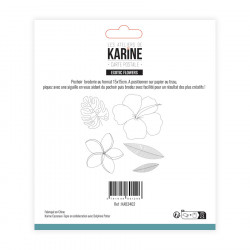 Pochoir Broderie Carte Postale Exotic Flowers - Les Ateliers de Karine 