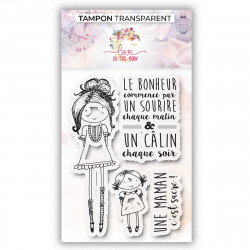 Set de 4 tampons clear - Le bonheur commence par un sourire - Love in the moon 