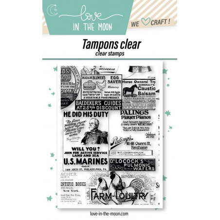 Planche de tampons - Texture journaux - Love in the Moon 