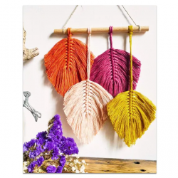 French Kits - Macramé Mini-Suspension - 4 Plumes 