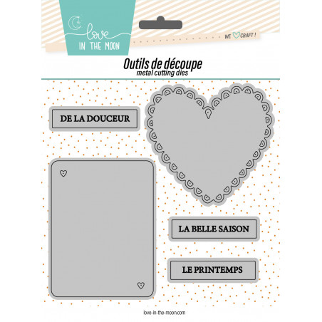 Lots de matrices : Carte PL Cœur, mots doux et grand coeur de coeurs - Love in the moon 