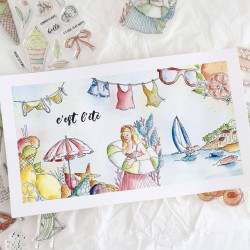 Tampon CLEAR A7 FILLE AU SOLEIL SUD108 - Chou and flowers 