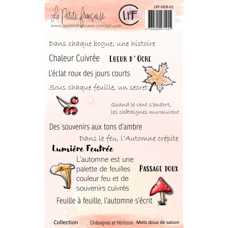 Tampon clear : Collection Châtaignes et hérisson - Mots doux de saison- La Petite Francaise 