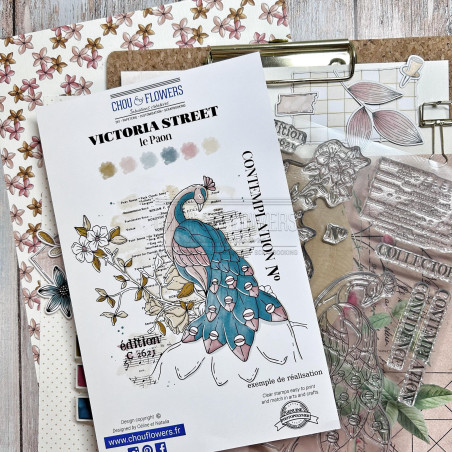 Tampon Clear :  Le paon  - Chou and flowers