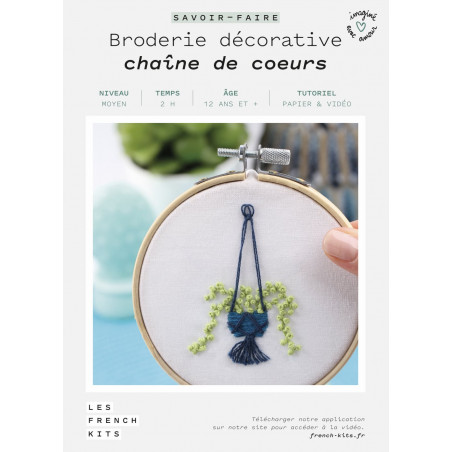 Kit Broderie Green - Chaîne de Coeurs - French Kit  Kit Broderie Green - Chaîne de Coeurs - French Kit