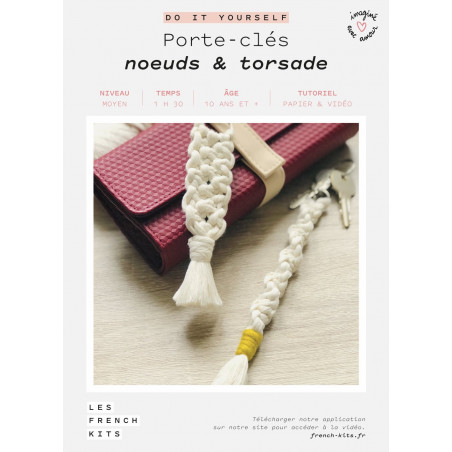Kit Macramé Porte clés - Noeuds et Torsade - French Kit  Kit Macramé Porte clés - Noeuds et Torsade - French Kit
