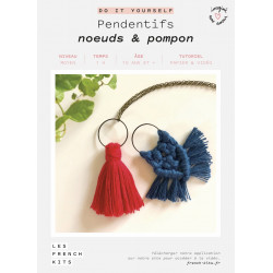 Kit Macramé Pendentifs - Noeuds et Pompon - French Kit