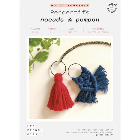 Kit Macramé Pendentifs - Noeuds et Pompon - French Kit 