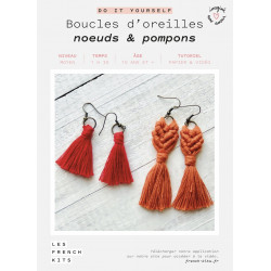 Kit Macramé Boucles d’oreilles - Noeuds et Pompons - French Kit