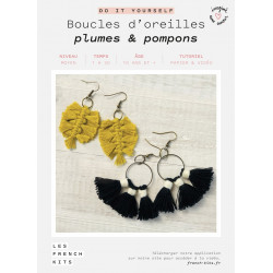 Kit Macramé Boucles d’oreilles - Plumes et Pompons - French Kit