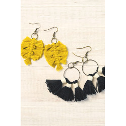 Kit Macramé Boucles d’oreilles - Plumes et Pompons - French Kit 