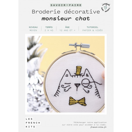 Kit Broderie Monsieur Chat - French Kit  Kit Broderie Monsieur Chat - French Kit