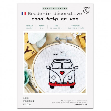 Kit Broderie - Road trip en van - French Kit  Kit Broderie - Road trip en van - French Kit