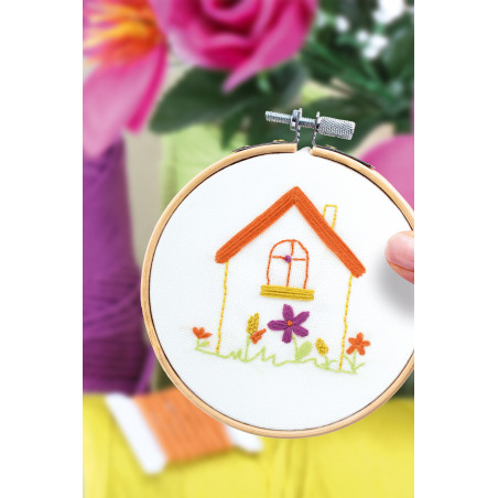 Kit Broderie décorative - Maison fleurie - French Kit  Kit Broderie décorative - Maison fleurie - French Kit