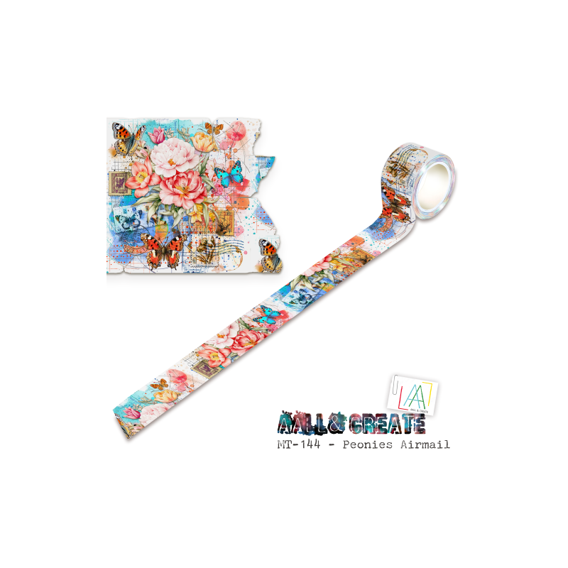 MT-144 - Masking Tape - Peonies Airmail (Layer-It-Up!) - AALL and Create