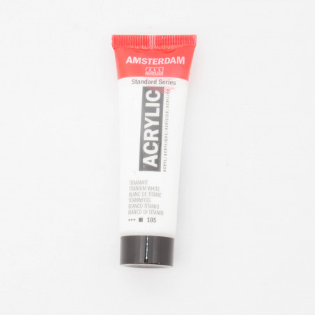 Peinture acrylique Amsterdam 20 ml : Blanc de titane opaque 