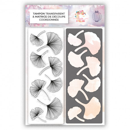 Set Combinable : Ginkgos - Tampons transparents + matrice de découpe coordonnée