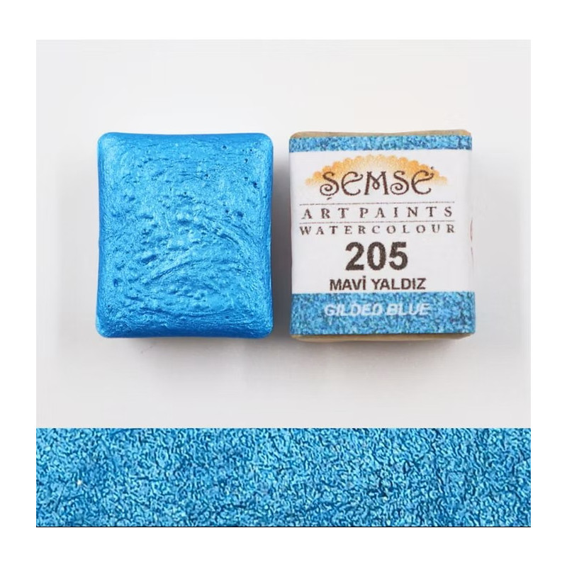 1/2 godet Aquarelle - Bleu métalisé 