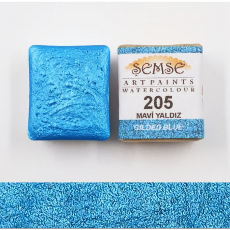 1/2 godet Aquarelle - Bleu métalisé 