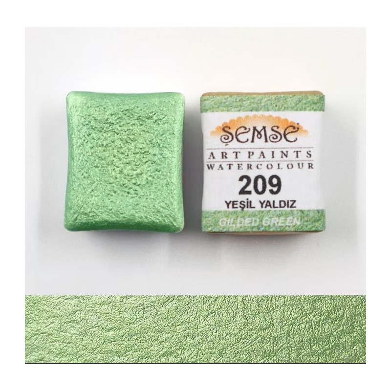 1/2 godet Aquarelle - Vert métalisé 