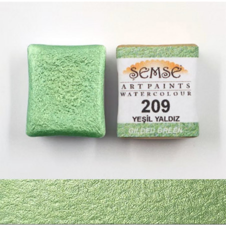 1/2 godet Aquarelle - Vert métalisé 