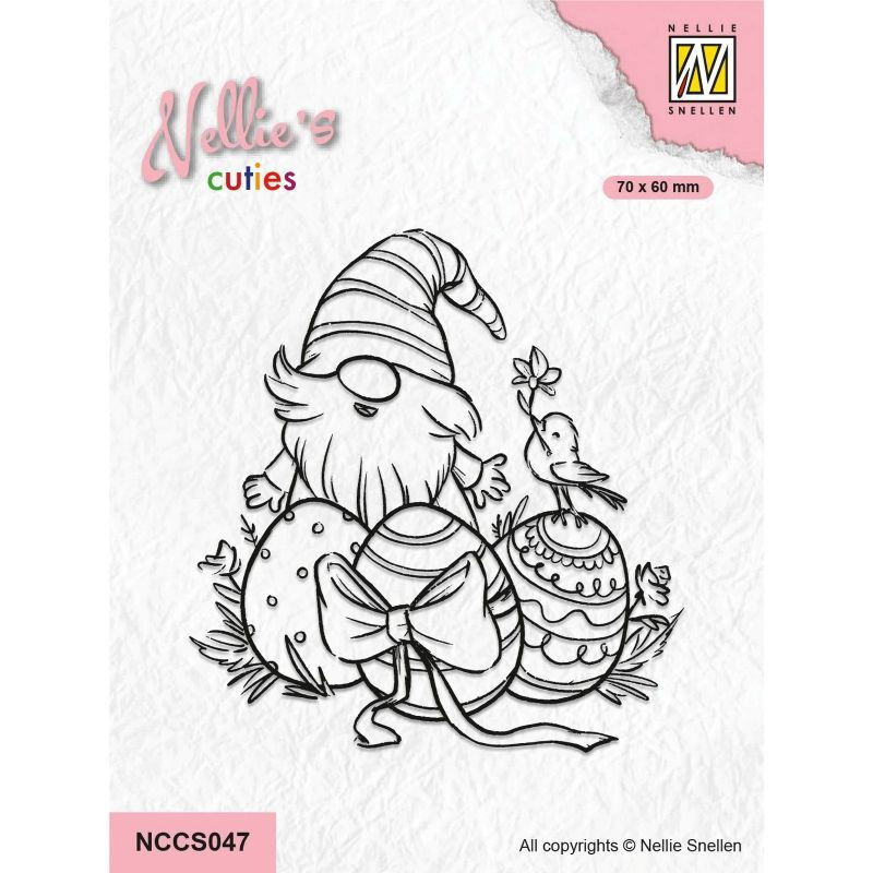 Nellie's Choice - Nellie's Cuties Clear Stamp Easter Gnome with Little Birdy 