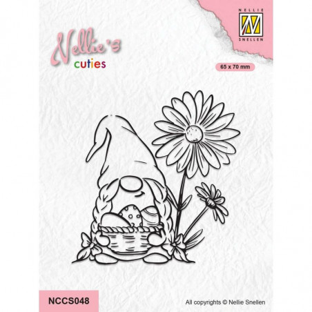Nellie's Choice - Nellie's Cuties Clear Stamp Easter Gnome with Flowers 