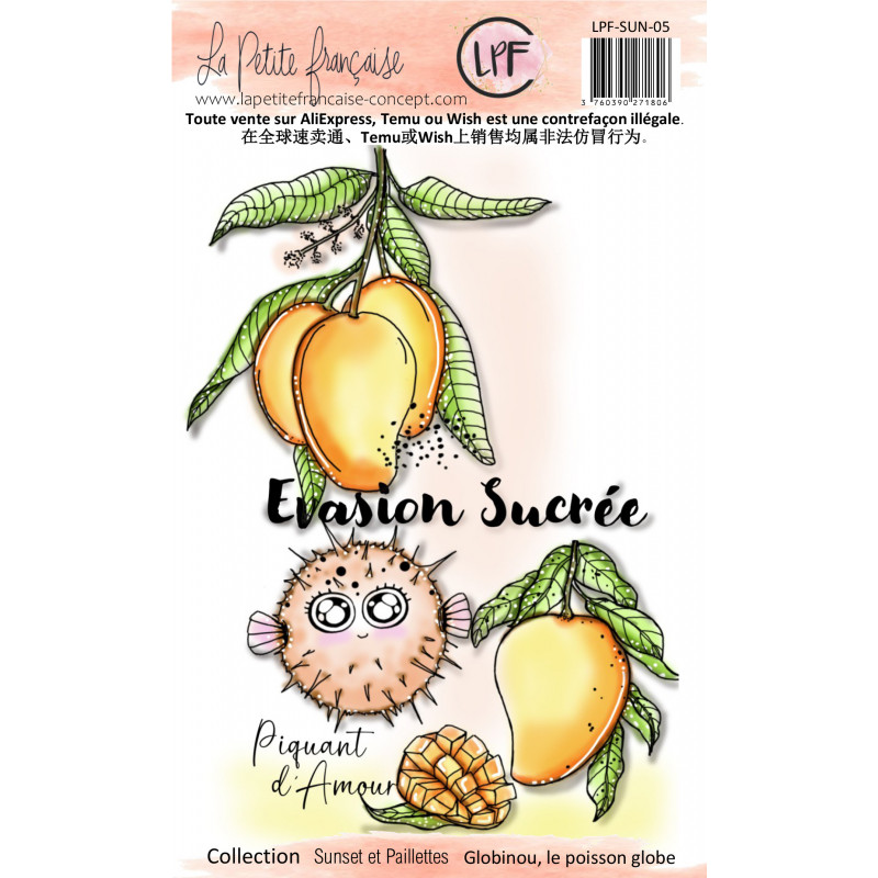 Tampon clear : Collection Sunset et Paillettes - Globinou le poisson globe- La Petite Francaise 