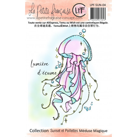 Tampon clear : Collection Sunset et Paillettes - Méduse magique- La Petite Francaise 