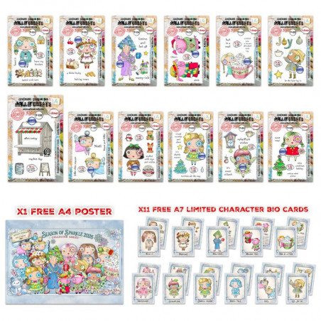 Janet Klein Season Of Sparkle Stamp Bundle + A4 Free Poster and Bio Cards - AALL and Create 