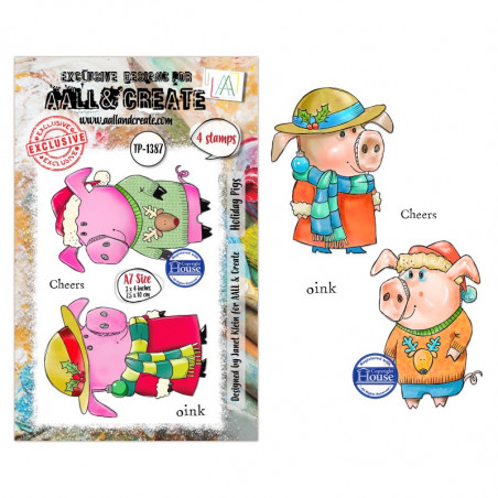 Tampon Clear - 1387 - Holiday Pigs - AALL and Create 