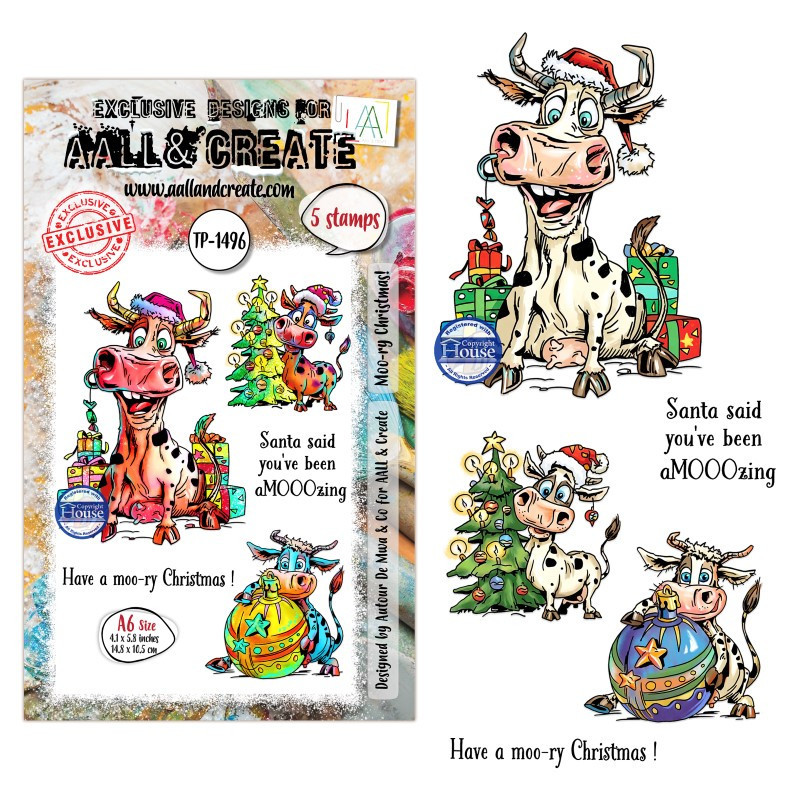 Tampon Clear - 1496 - Moo-ry Christmas! - AALL and Create 